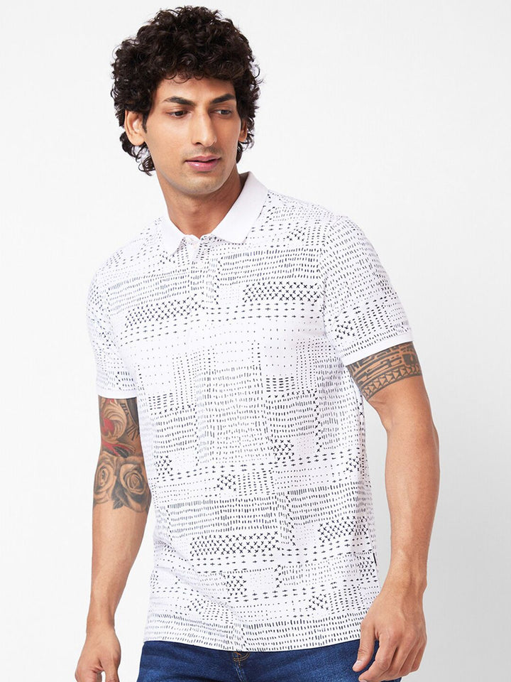 SPYKAR Printed Polo Collar Slim Fit T-shirt