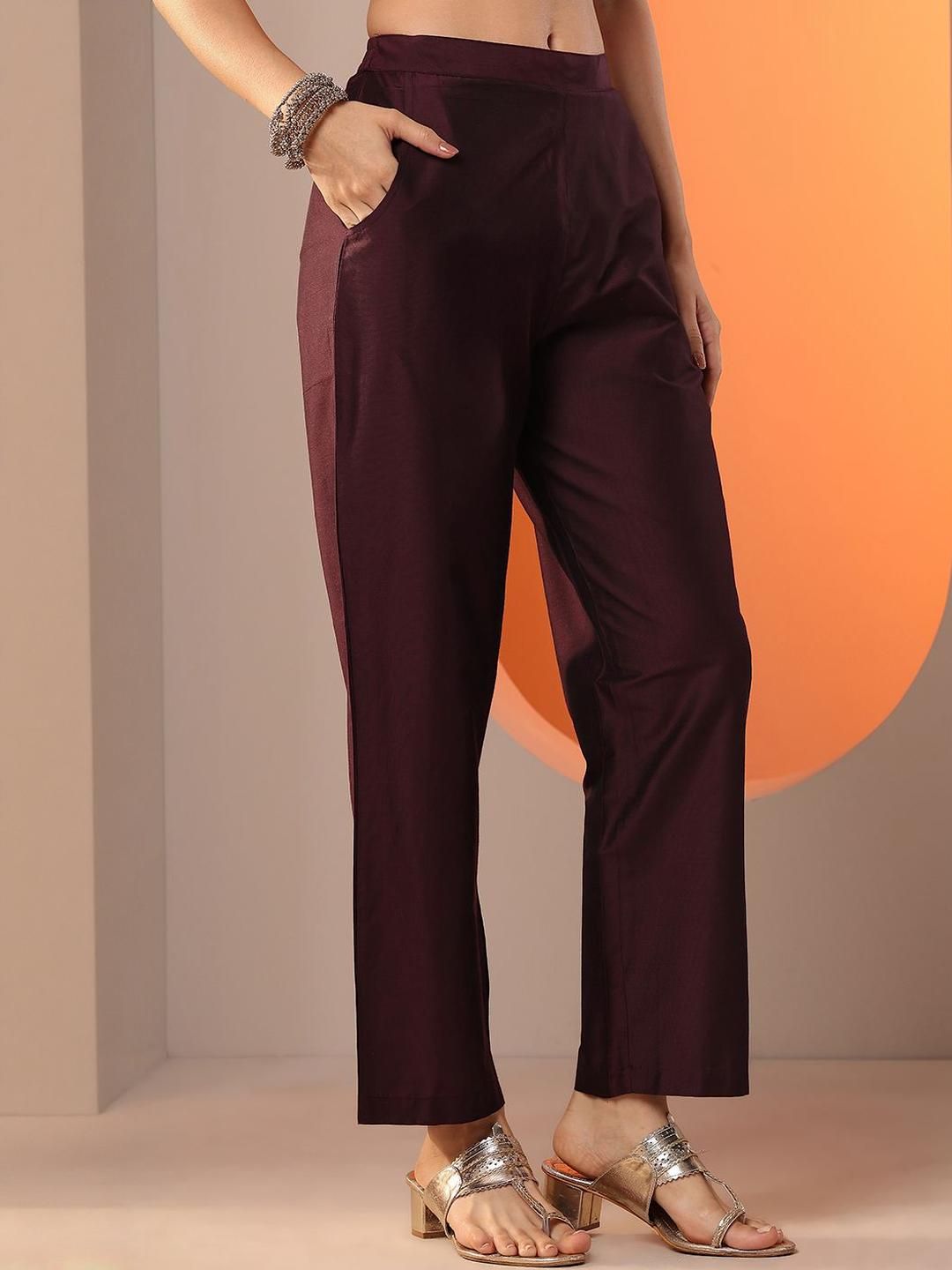 Gerua By Libas Women Floral Yoke Design Pleated Regular Kurta with Trousers