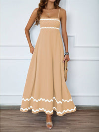 all about you Women Solid Square Neck Shoulder Straps Maxi Dress