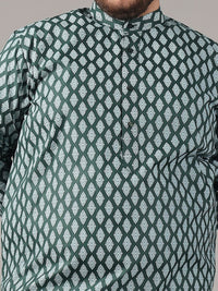 SOJANYA PLUS Saiz Motif Etnik Bercetak Kolar Jalur Kurta Lurus