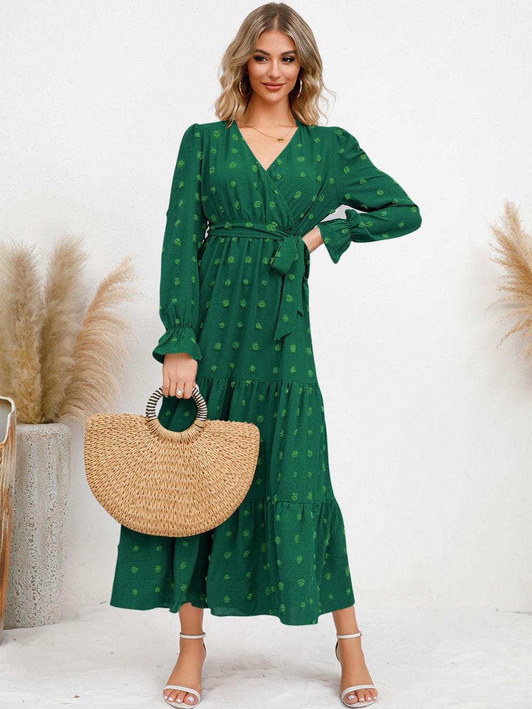 all about you Women Self Design A-Line Midi Dress
