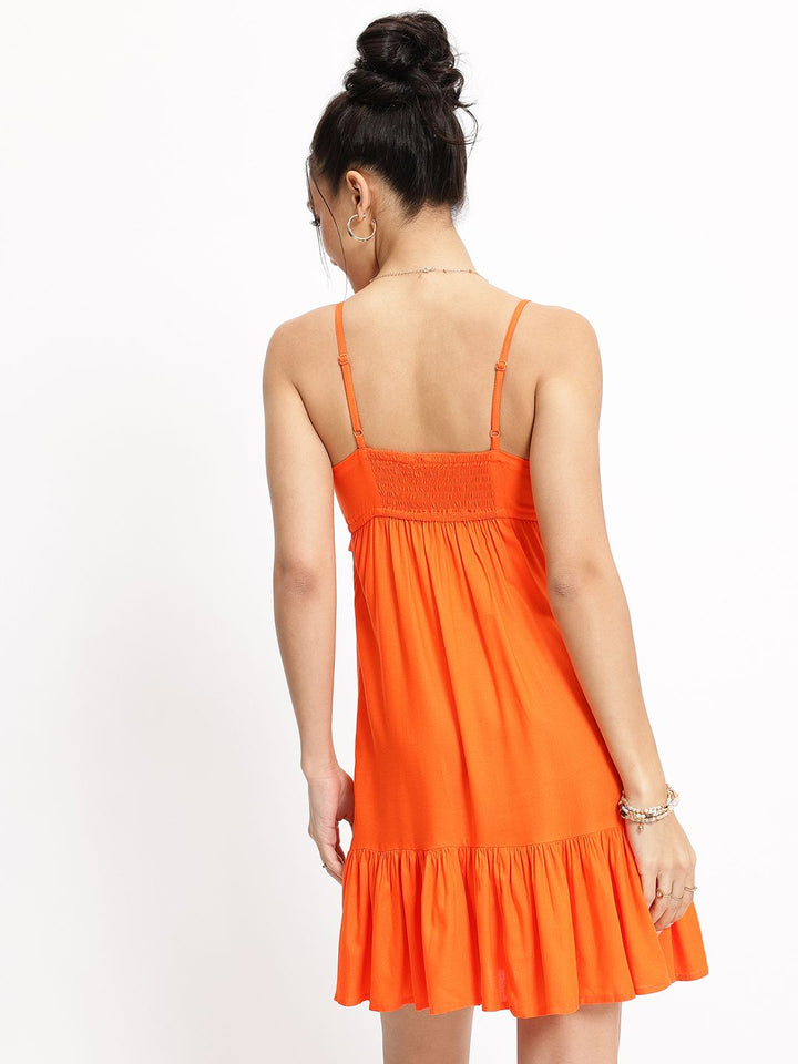DressBerry Tangerine Sway Ruffles Empire Mini Dress