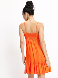 DressBerry Tangerine Sway Ruffles Empire Mini Dress