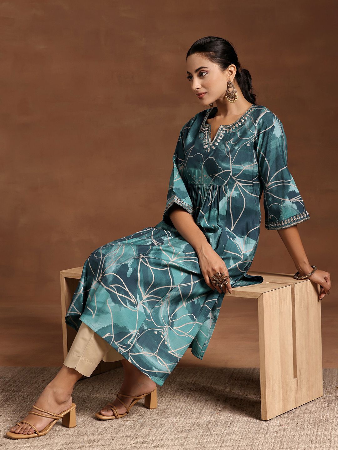 Libas Floral Embroidered Anarkali Kurta