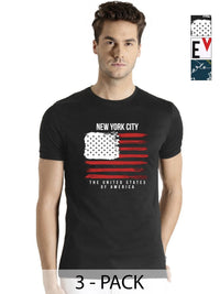 ADRO Men Pack of 3 Typography Printed Round Neck Cotton T-shirts
