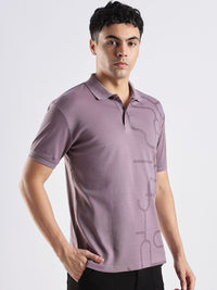ADRO Abstract Printed Polo Collar Cotton T-shirt