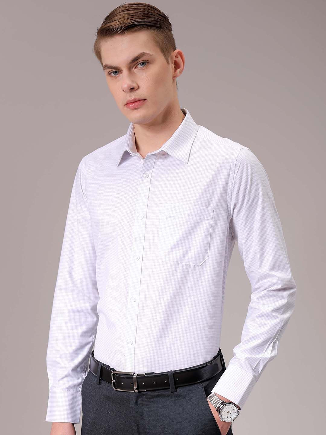 The Indian Garage Co. X Luxe Men Spread Collar Micro Checked Slim Fit Formal Shirt