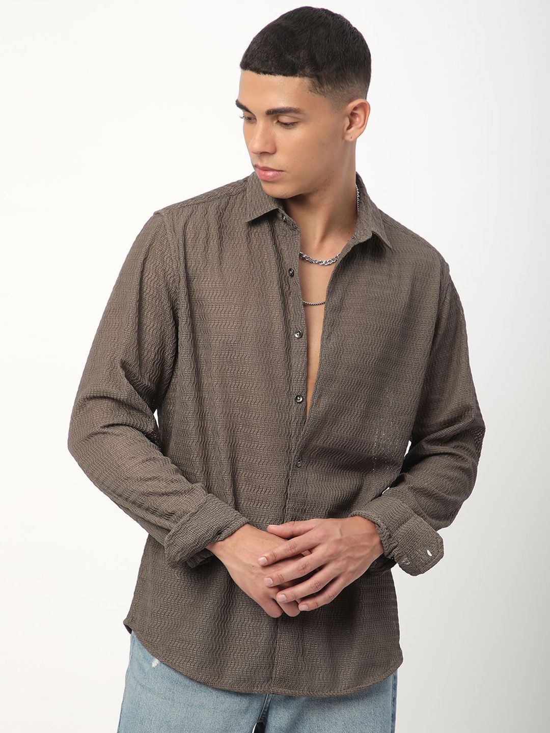VASTRADO Men Classic Slim Fit Opaque Casual Shirt
