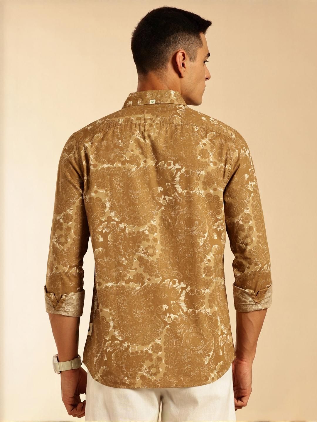 Thomas Scott Men Premium Geometric Printed Cotton Casual Shirt