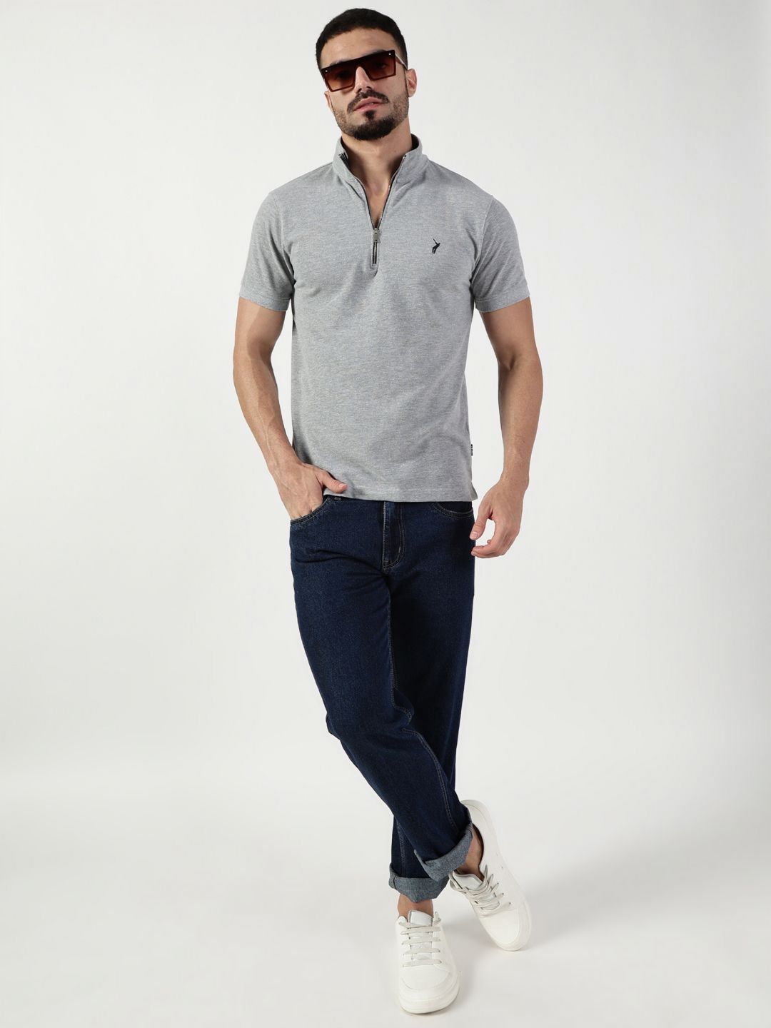 Thomas Scott Men High Neck Solid Casual T-shirt