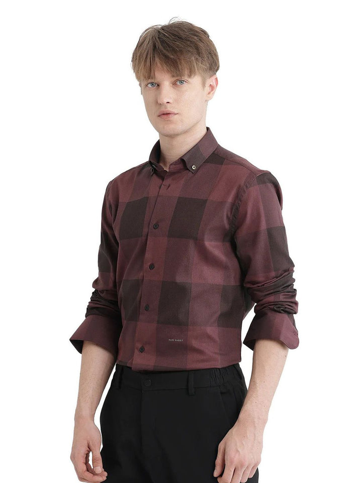 RARE RABBIT Men Comfort Opaque Checked Casual Shirt