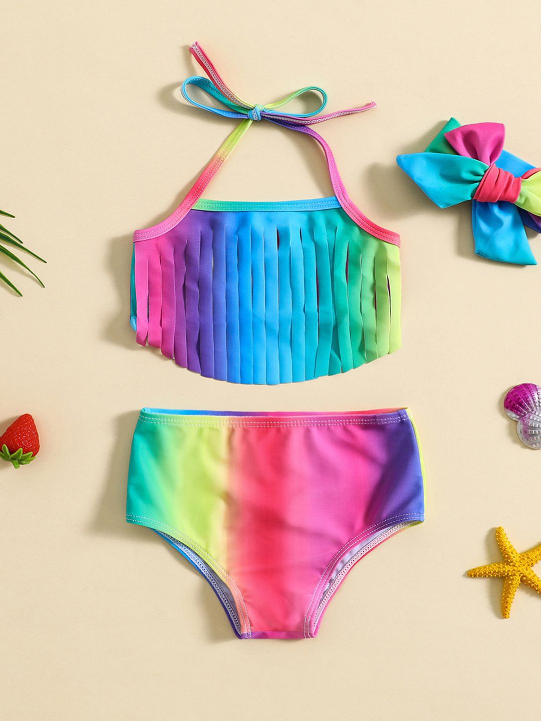 YK Girls Printed Swim Set