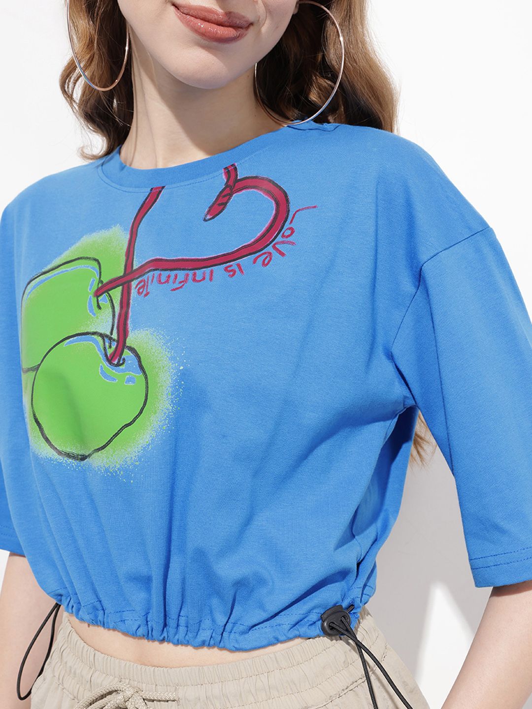 DressBerry Tropical Love Cinch That Waist Crop T-shirt