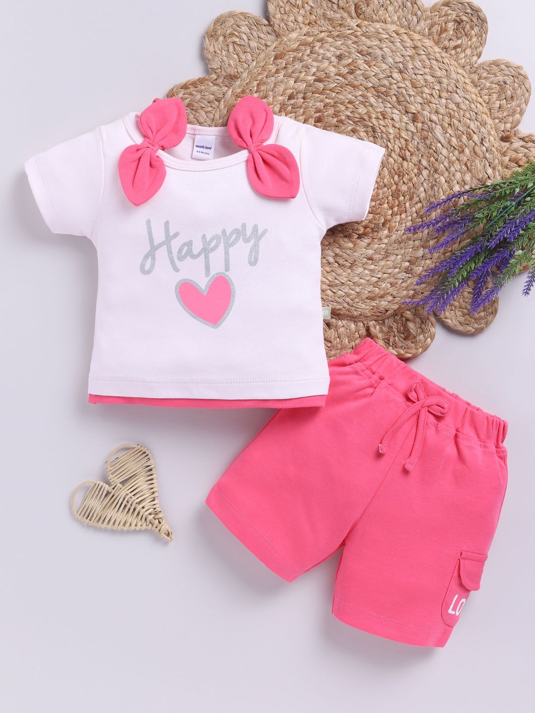 Moms Love Infant Girls Typography Printed Pure Cotton Clothing Set