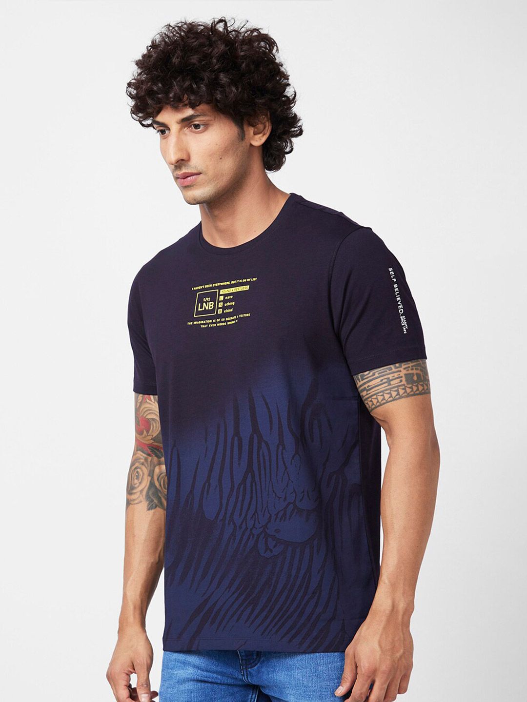 SPYKAR Abstract Printed Slim Fit T-shirt