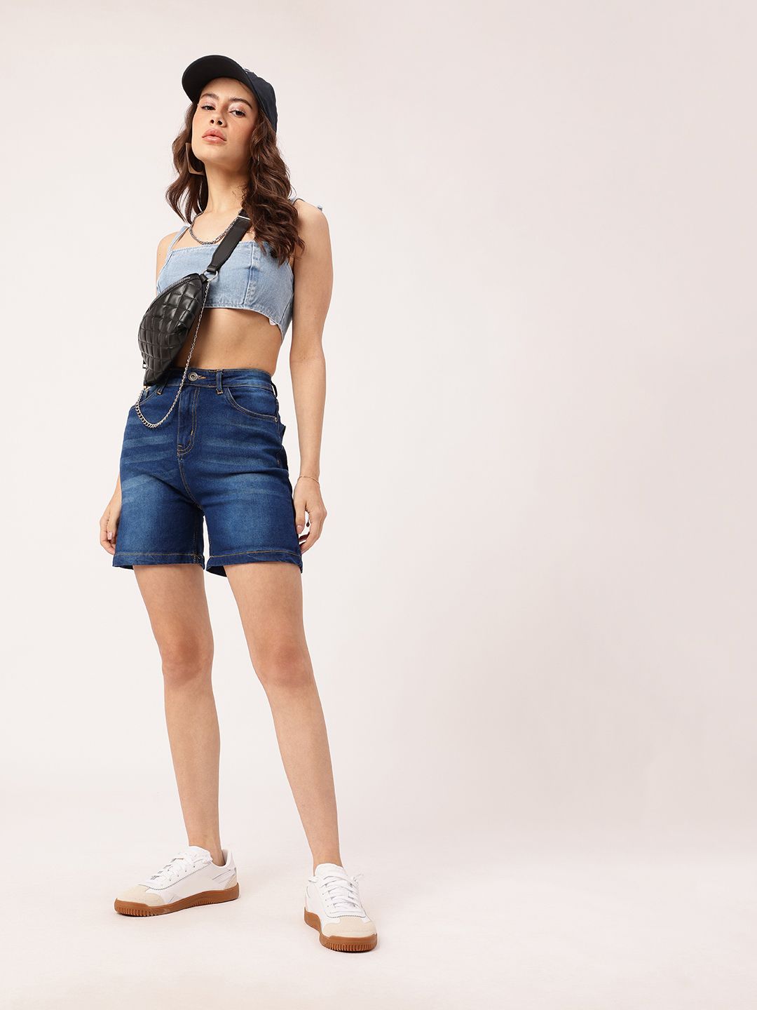 DressBerry Women Street Cool Faded Denim Shorts