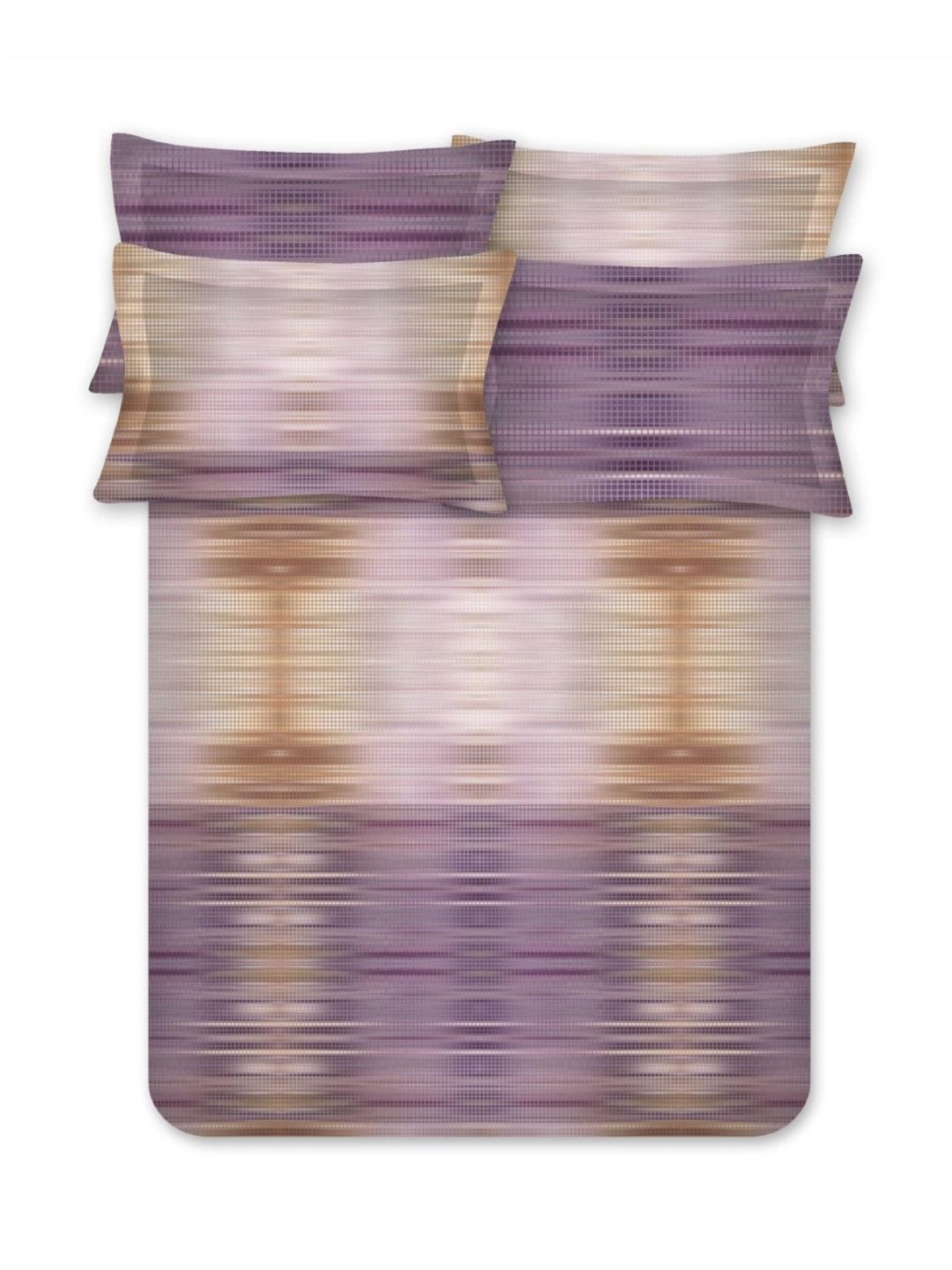 BOMBAY DYEING Purple & Orange Printed 300 TC Cotton King Bedsheet with 4 Pillow Covers