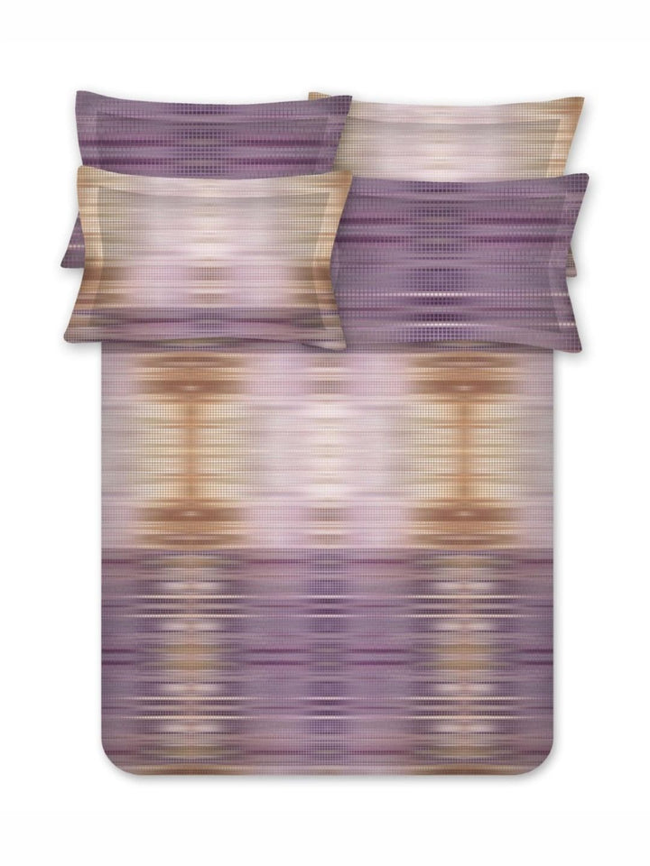 BOMBAY DYEING Purple & Orange Printed 300 TC Cotton King Bedsheet with 4 Pillow Covers