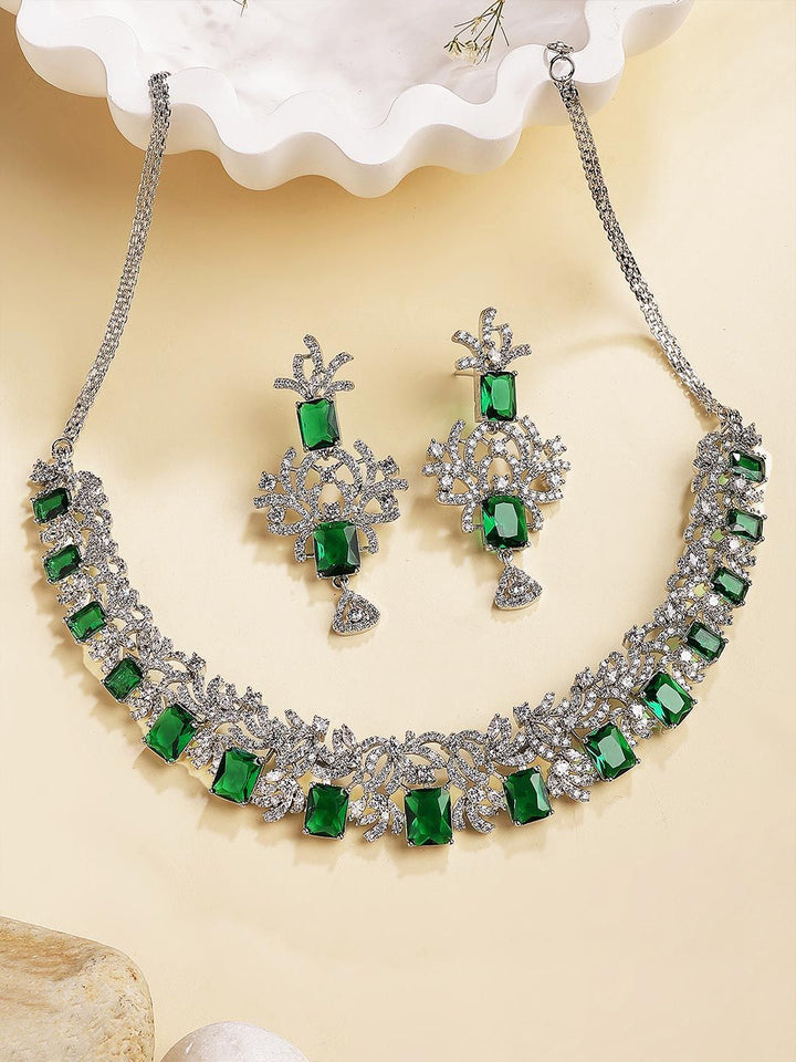 Set Perhiasan Stone Stone Stone Stone yang berlapis Perak Karatcart