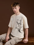 THE BEAR HOUSE Men Floral Printed Round Neck Cotton Oversized Fit T-shirt