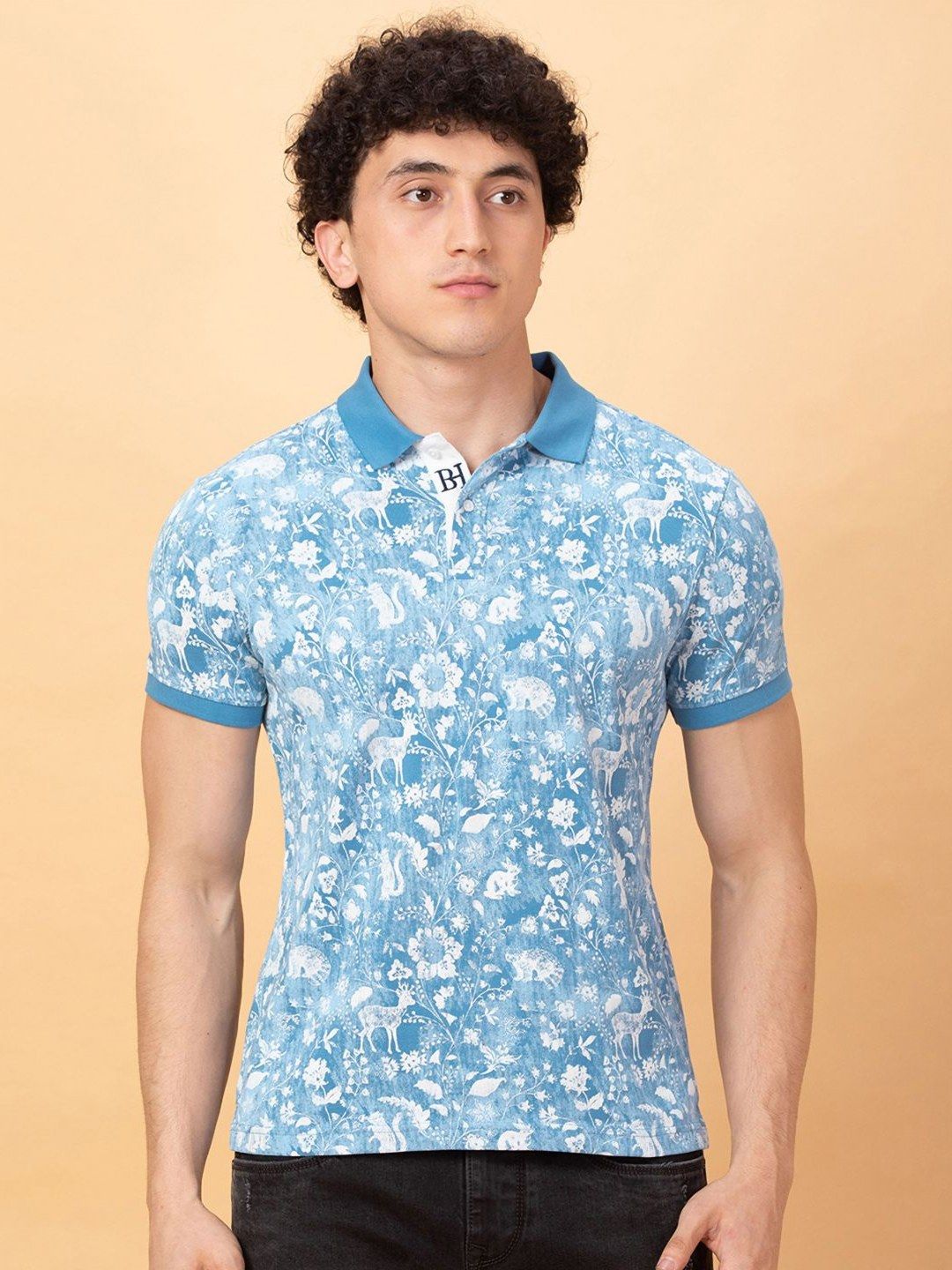 Being Human Men Printed Polo Collar Pure Cotton Pockets T-shirt