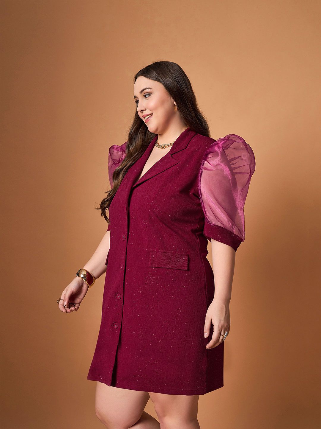 SASSAFRAS Curve Puff Sleeve Dress