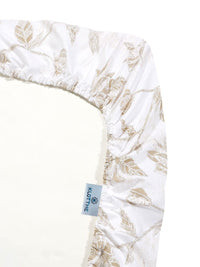 KLOTTHE White Floral Printed Fitted 400 TC Cotton Super King Bedsheet With 2 Pillow Covers