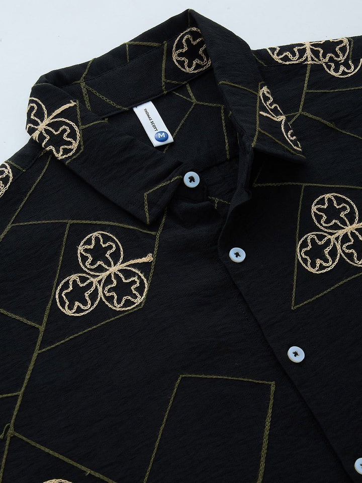 Thomas Scott Men Embroidered Regular Fit Casual Shirt