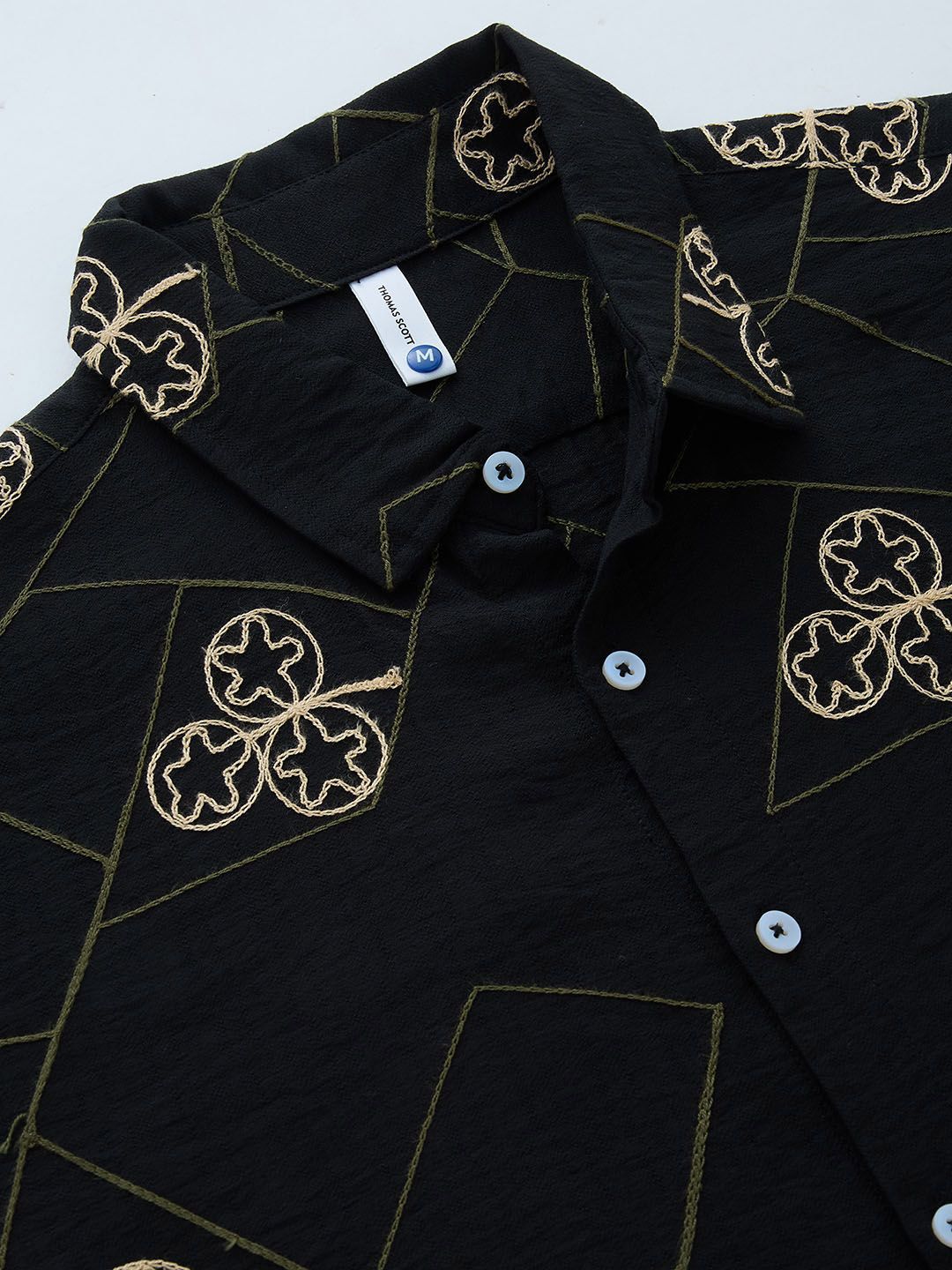 Thomas Scott Men Embroidered Regular Fit Casual Shirt