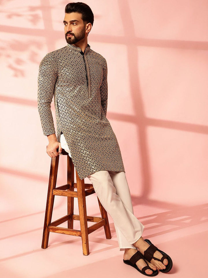 Anouk Men Embroidered Regular Thread Work Pure Cotton Kurta with Pyjamas
