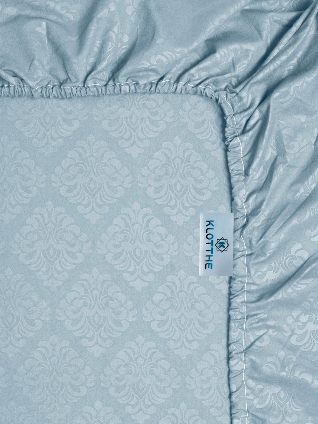 KLOTTHE Langit Biru Bunga Timbul Cetakan Dilengkapi Cadar King 400TC & 2 Sarung Bantal