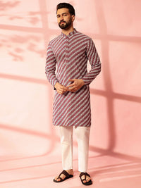Anouk Men Embroidered Regular Sequinned Pure Cotton Kurta with Pyjamas