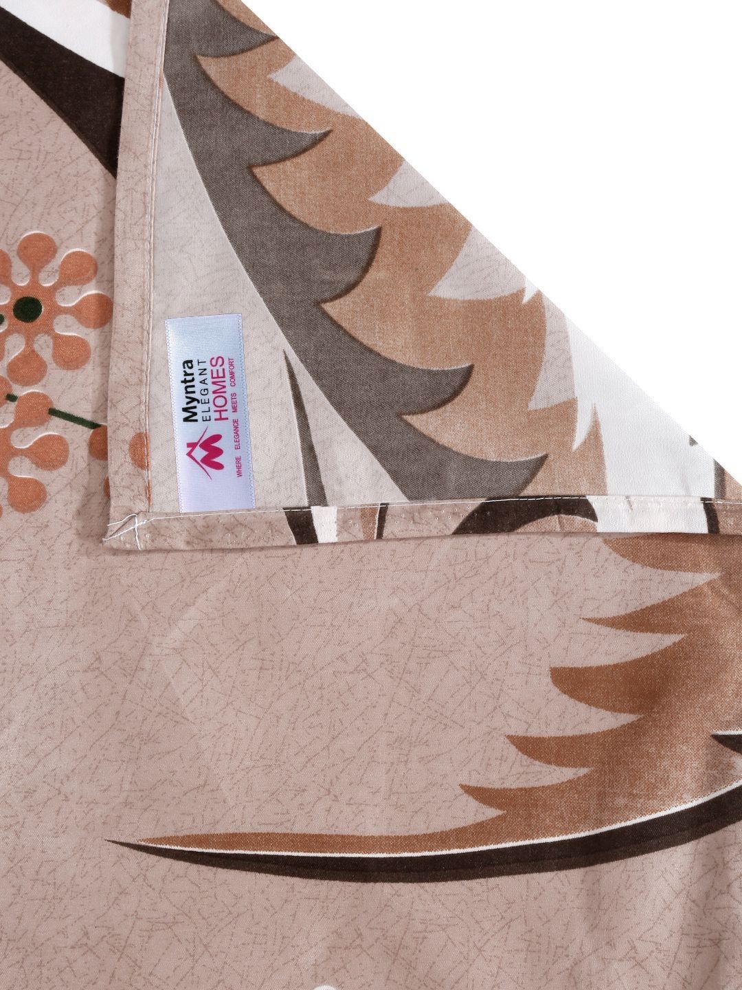 Myntra Elegant Homes Brown Floral Cotton 300 TC King Fine Bedsheet with 2 Pillow Covers-98 x 89 inches