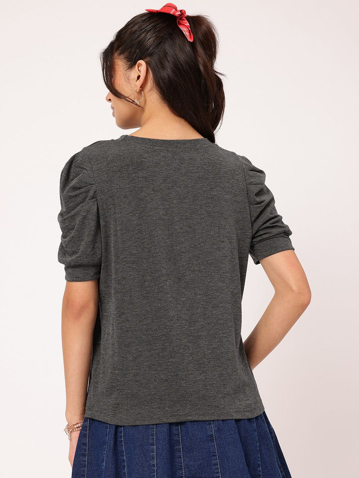 DressBerry Feminine Flair Puff Sleeves T-shirt