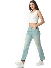SPYKAR Women High-Rise Mildly Distressed Light Fade Jeans