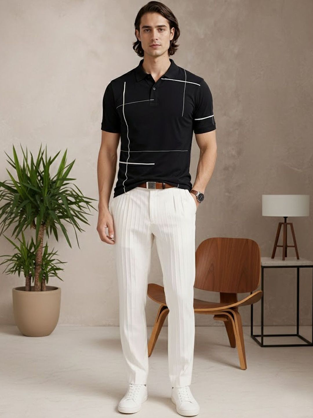 Baju-T Kolar Polo Bercetak ADRO Lelaki