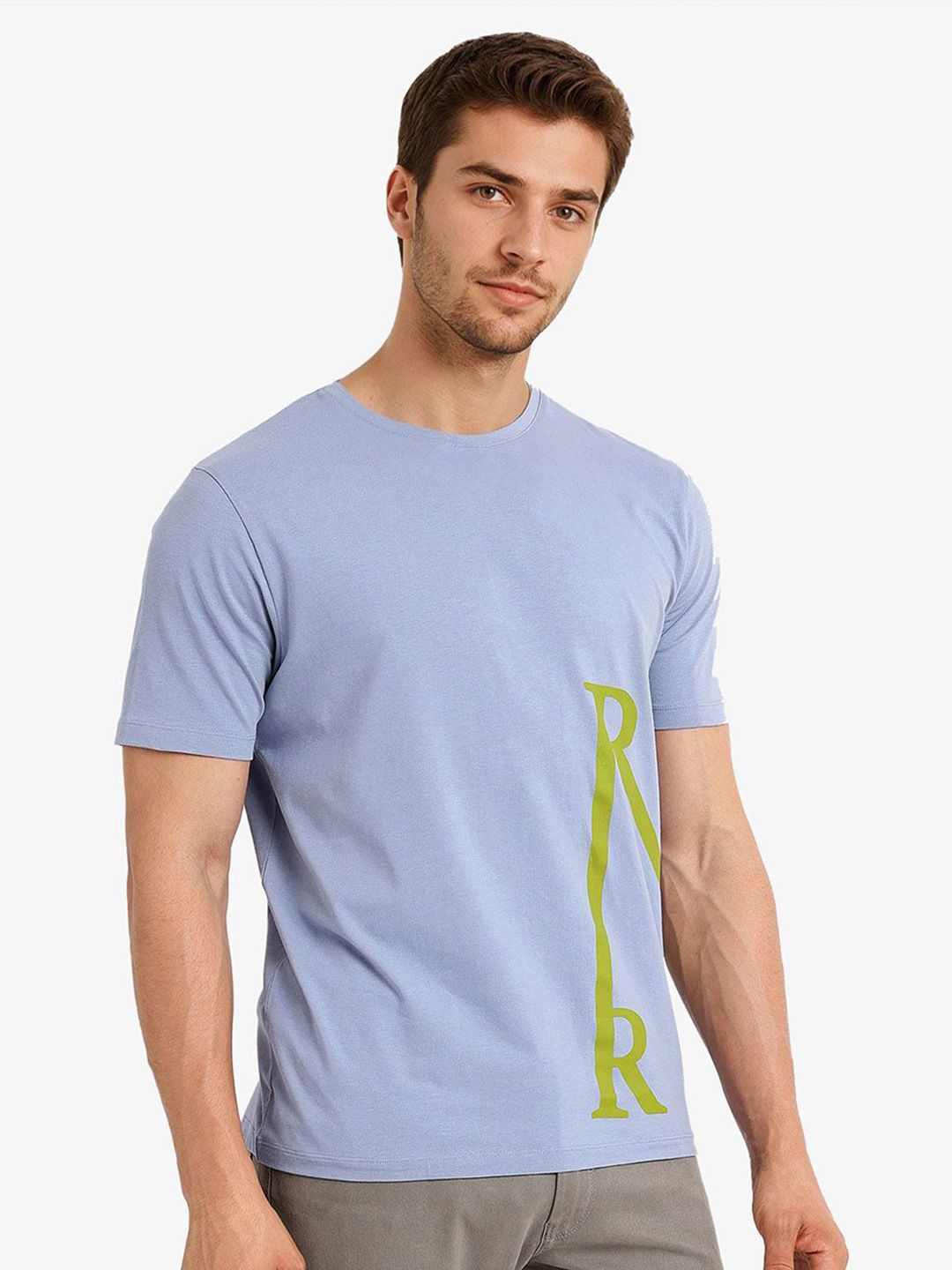 RARE RABBIT Men Typography Printed V-Neck T-shirt