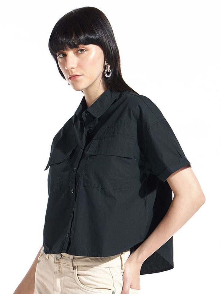 Bewakoof Women Standard Spread Collar Solid Pure Cotton Oversized Casual Shirt