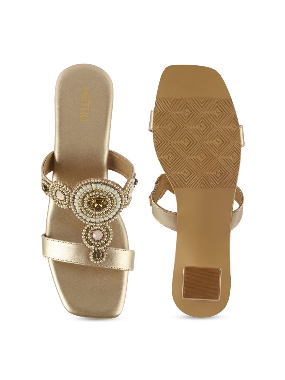 Metro Women Ethnic T-Strap Flats