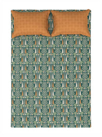 MYTRIDENT Carnival Green & Yellow Floral Cotton 144 TC Queen Bedsheet Set-2.28 m x 2.54 m