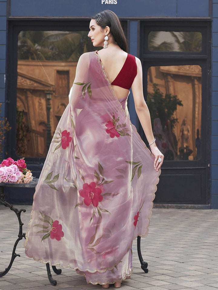 Tikhi Imli Floral Sequinned Organza Saree