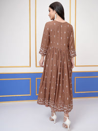 Vishudh Women V-Neck Embroidered Maxi Dress