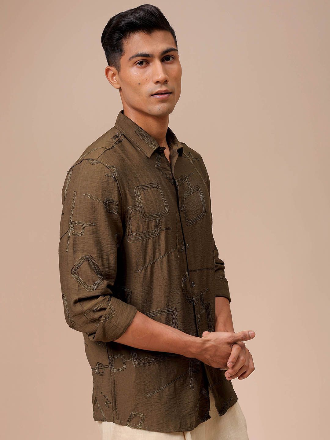 The Indian Garage Co Men Regular Fit Embroidery Resortwear Shirt
