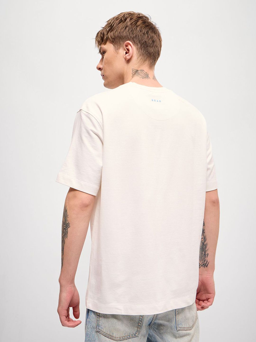 THE BEAR HOUSE Men Graphic Printed Round Neck Cotton Oversized T-Shirt