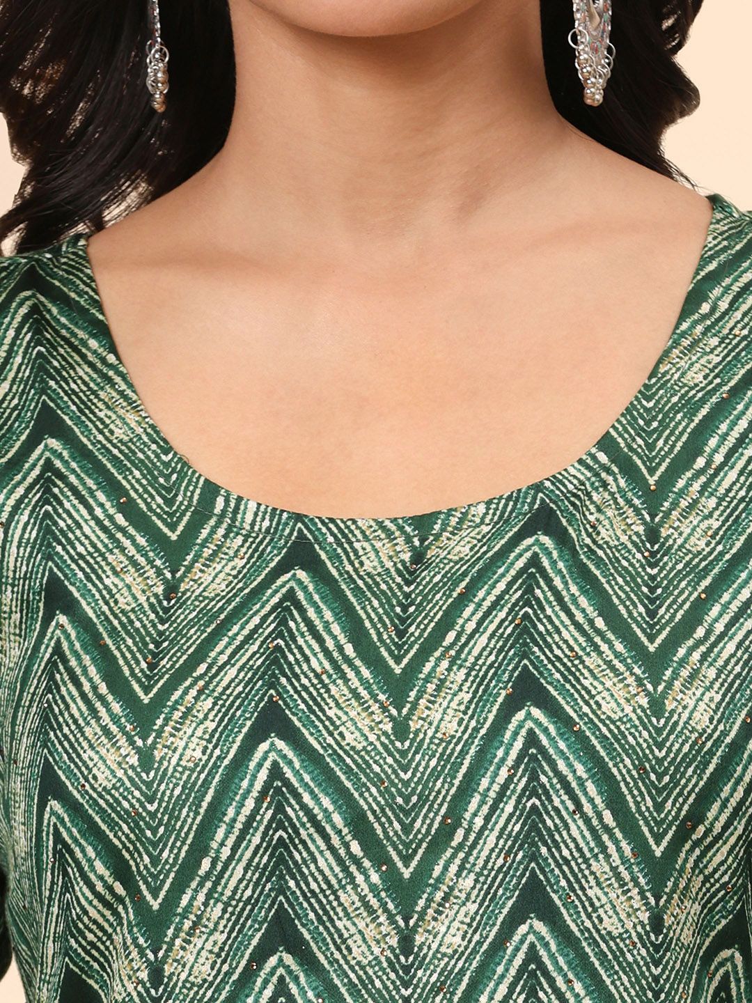 Mamicha Wanita Bercetak Kurta Kapas Tulen Biasa dengan Seluar & Dengan Dupatta