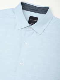 VASTRADO Men Classic Cutaway Collar Textured Cotton Slim Fit Casual Shirt