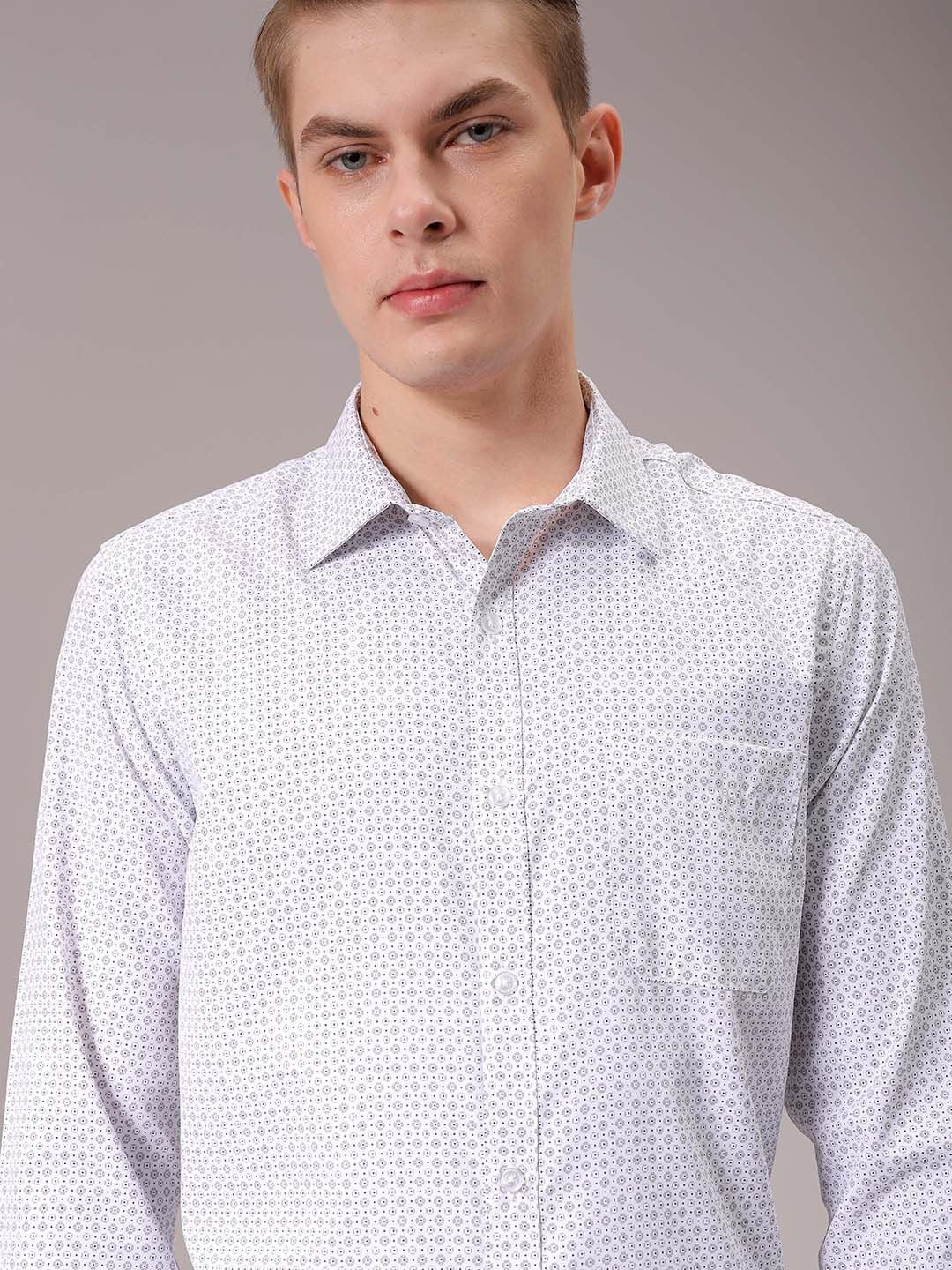 The Indian Garage Co. X Luxe Men Spread Collar Micro Ditsy Printed Slim Fit Formal Shirt