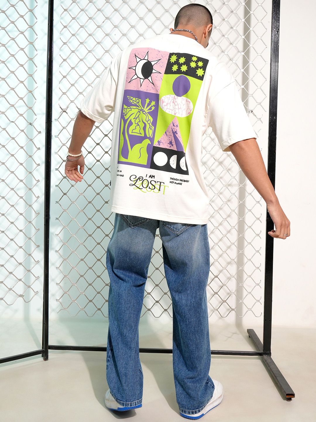 HIGHLANDER Graphic Printed Round Neck Cotton Oversized T-shirt