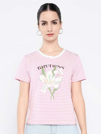 Rareism Wanita Grafik T-Shirt Leher Pusingan Dicetak