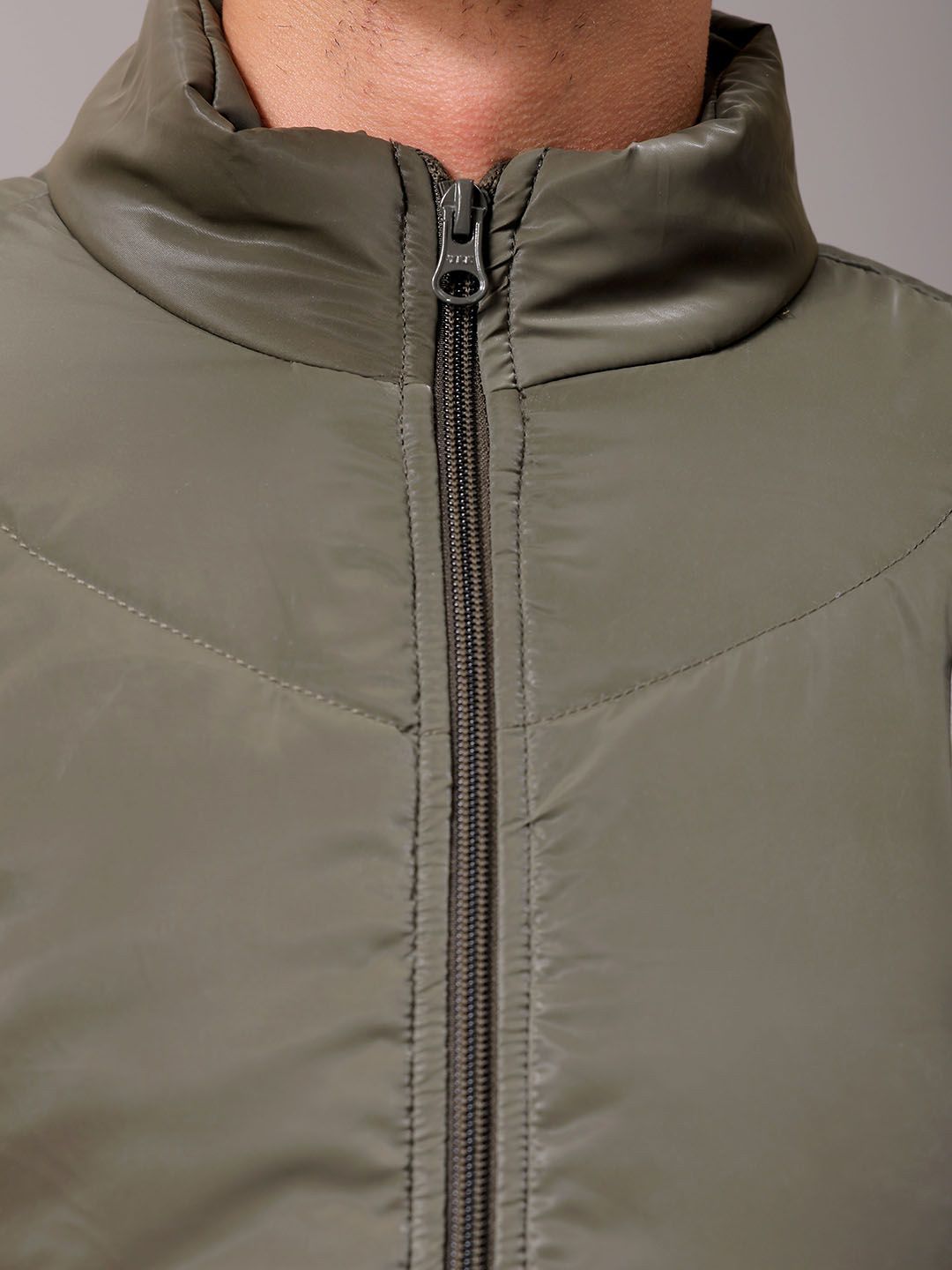 The Indian Garage Co Men High Neck Solid Puffer Jacket